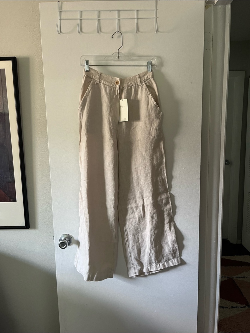First Rite Avery Trouser Linen Wide Leg Pants XS NWT Laundered Earth